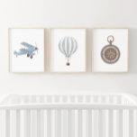 Bleu Transport Infirmière Décor Biplane Compas<br><div class="desc">Ajoutez une touche finale à l'espace de votre petit avec cet ensemble de 3 impressions de transport.</div>