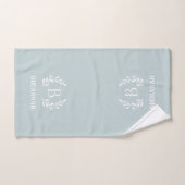 Bleu Trellis et monogramme de branche | Ferme (Serviette à main)