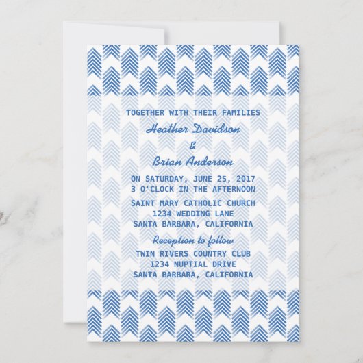 Bleu Tribal Flèches Mariage Invitation (Devant)