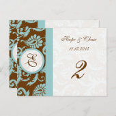 Bleu Trier Damask Fils Tableau Numéro Cartes (Devant / Derrière)