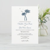 Bleu Tropical Palm Tree Mariage Invitations (Debout devant)