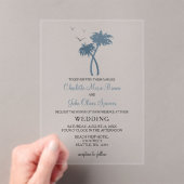 Bleu Tropical Palm Tree Mariage Invitations (In situ (ordinateur de poche))