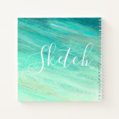 Bleu Turquoise Abstrait Peinture Votre nom Livre d (Dos)