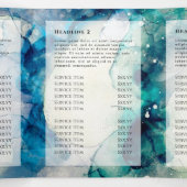 Bleu Turquoise Aquarelle or huile triple Brochure (Intérieur au milieu)