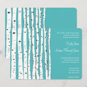 Bleu Turquoise Birch Tree Invitations de mariage