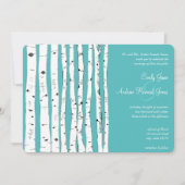 Bleu Turquoise Birch Tree Invitations de mariage (Devant)