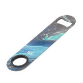 Bleu Turquoise Blanc acier inoxydable bouteille d' (Dos Angle)