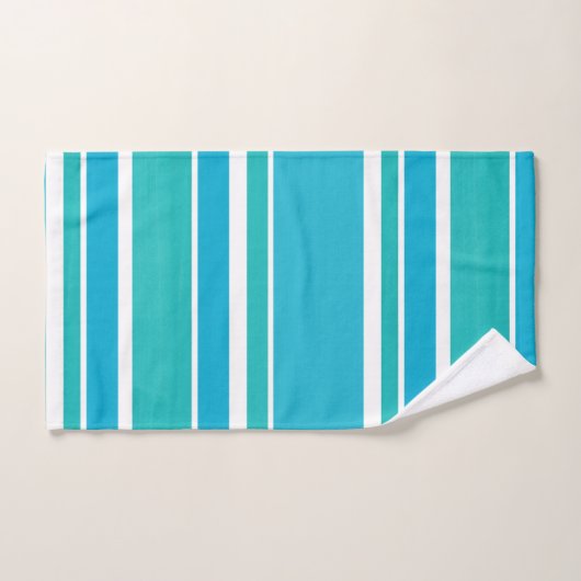 Bleu Turquoise Blancs (Serviette à main)