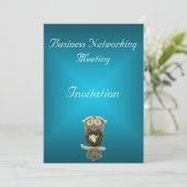 Bleu Turquoise Business Meeting Invitation Change (Debout devant)