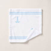 Bleu Turquoise clair Caduceus & Stripes sur Blanc (Gant de toilette)
