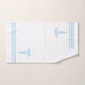 Bleu Turquoise clair Caduceus & Stripes sur Blanc (Serviette à main)