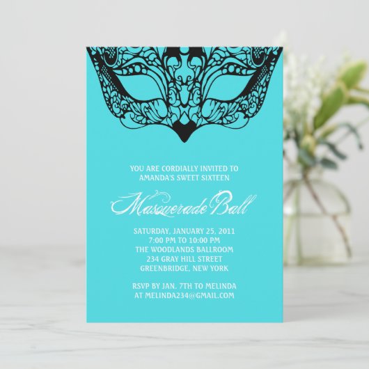 Bleu Turquoise clair Invitations (Debout devant)