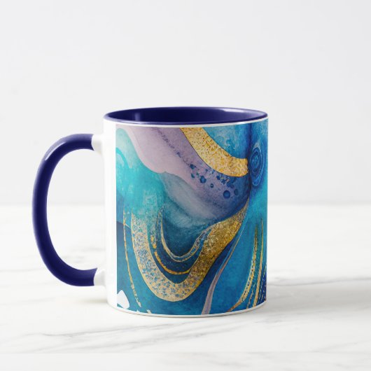 Bleu Turquoise Or Octopus Coffee Mug (Gauche)