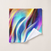 Bleu Turquoise rose Jaune Blanc Vave Abstraction (Gant de toilette)