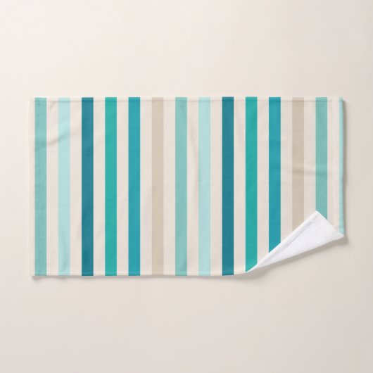 Bleu, Turquoise, Sable (Serviette à main)