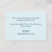 Bleu & Turquoise Simple Merci moderne Cartes de vi (Dos)