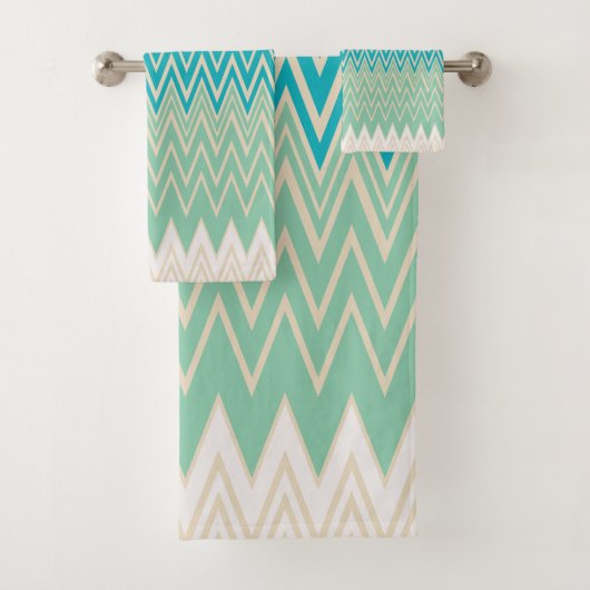 Bleu turquoise, turquoise et vert Zigzags (En situation)