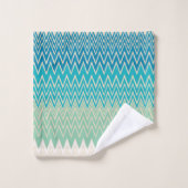 Bleu turquoise, turquoise et vert Zigzags (Gant de toilette)