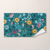 Bleu Turquoise Vert Rouge rose Jaune Motif Floral (Serviette à main)