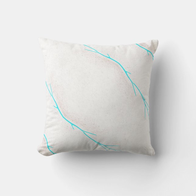 Bleu Twig blanc Coussin de texture de béton blanc (Recto)