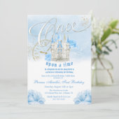 Bleu une fois Princesse Anniversaire Invitation (Debout devant)