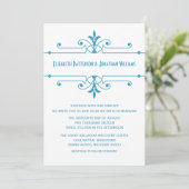 Bleu v2 Fancy Mariage ornemental Invitation (Debout devant)