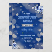 Bleu valentine brunch thème invitation (Devant / Derrière)