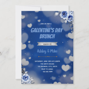 Bleu valentine brunch thème invitation