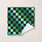 Bleu vert À damiers En vichy Motif (Gant de toilette)