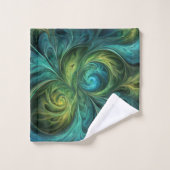 Bleu vert AI Motif fractal (Gant de toilette)