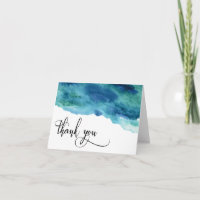 Bleu Vert Aqua Aquarelle Mariage Merci 1