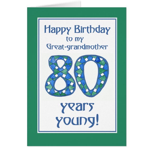 Bleu, Vert, Blanc 80e anniversaire Grand-mère (Devant)