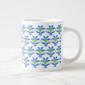 Bleu, Vert, Blanc Art Nouveau Motif Jumbo Mug (Droite)