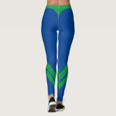 Bleu Vert & Blanc Moderne Leggings Chic (Dos)