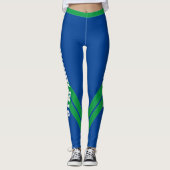 Bleu Vert & Blanc Moderne Leggings Chic (Devant)
