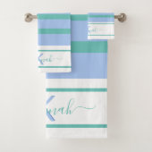 Bleu vert blanc rayures monogramme (En situation)