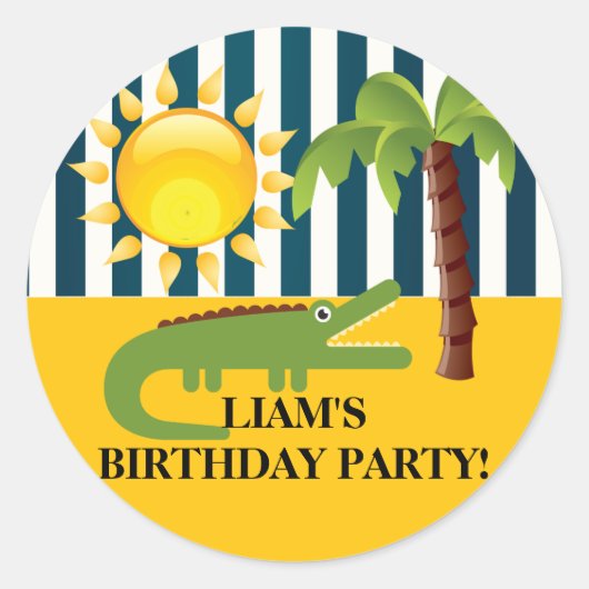 Bleu vert bleu Alligator Sticker d'anniversaire Ja (Devant)