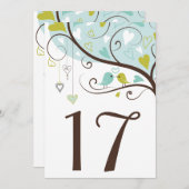 Bleu & Vert | Carte de numéros de table de tourter (Devant / Derrière)