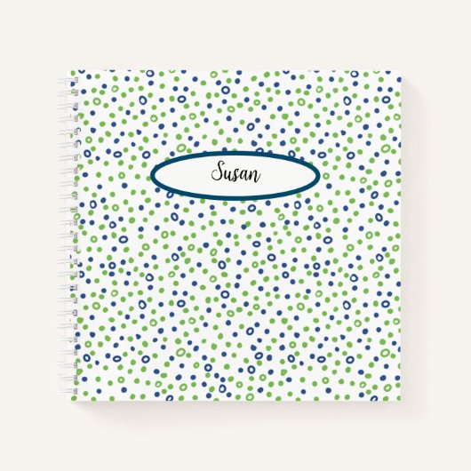 Bleu Vert Cercles Points Sketchbook Bullet Journal (Devant)
