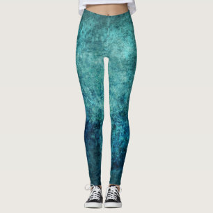 Bleu Vert Distressed Batik Look Leggings