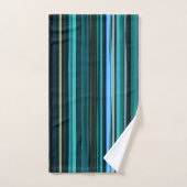 Bleu, vert et gris Abstrait rayures (Serviette à main)