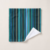 Bleu, vert et gris Abstrait rayures (Gant de toilette)