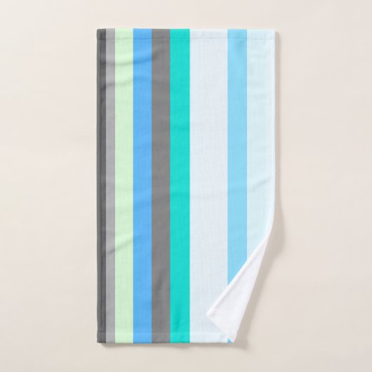 Bleu, vert et gris Abstrait rayures (Serviette à main)