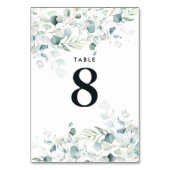 Bleu vert Eucalyptus Mariage Numéro de table foncé (Dos)