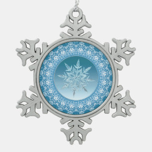 Bleu Vert glace Cristal Flocon de neige Ornement