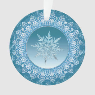Bleu Vert glace Cristal Flocon de neige Ornement