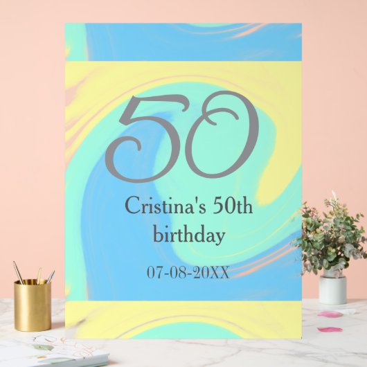 bleu vert gris 50e anniversaire ajouter nom date r (Mariage)