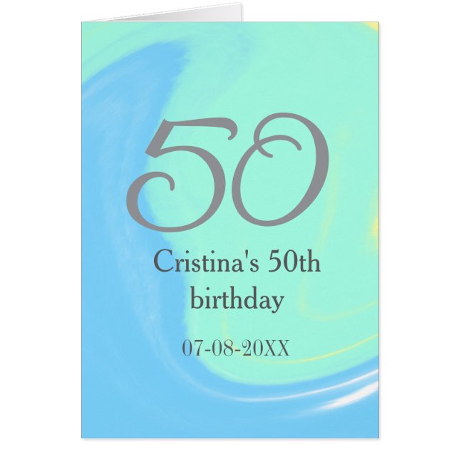 bleu vert gris 50e anniversaire ajouter nom date r (Devant)
