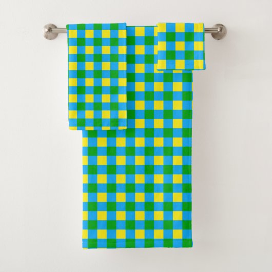 Bleu Vert Jaune Chèque Plaid Design Motif (En situation)