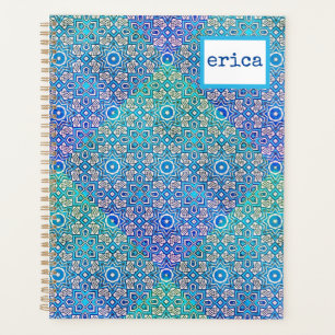 Bleu vert Kaleidoscope Motif Boho Nom